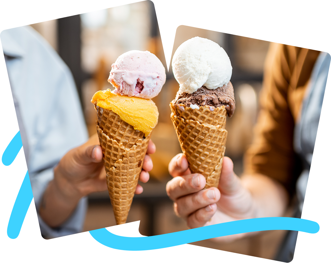 Kolorowe lody rzemieślnicze w różnych smakach